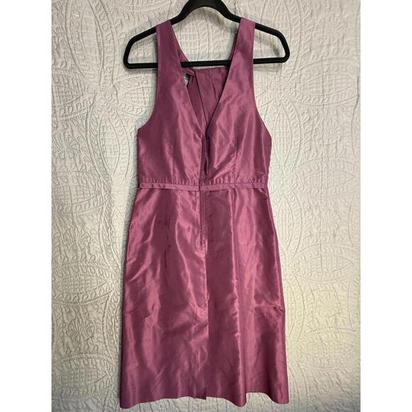 J. Crew Gracie Mauve Purple Halter Style 100% Silk Taffeta Dress 10 Excellent - Picture 3 of 7